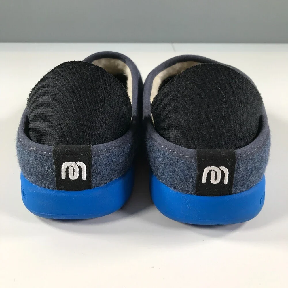 Mahabis Slippers Mens 7.5 Blue Wool Slip On Rubber Toes Smooth